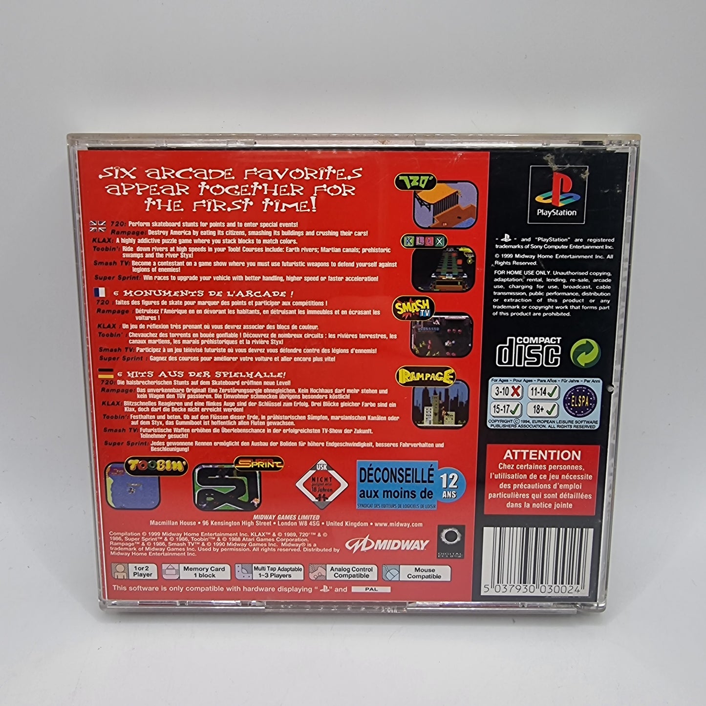 Arcade Party Pak PS1 Game