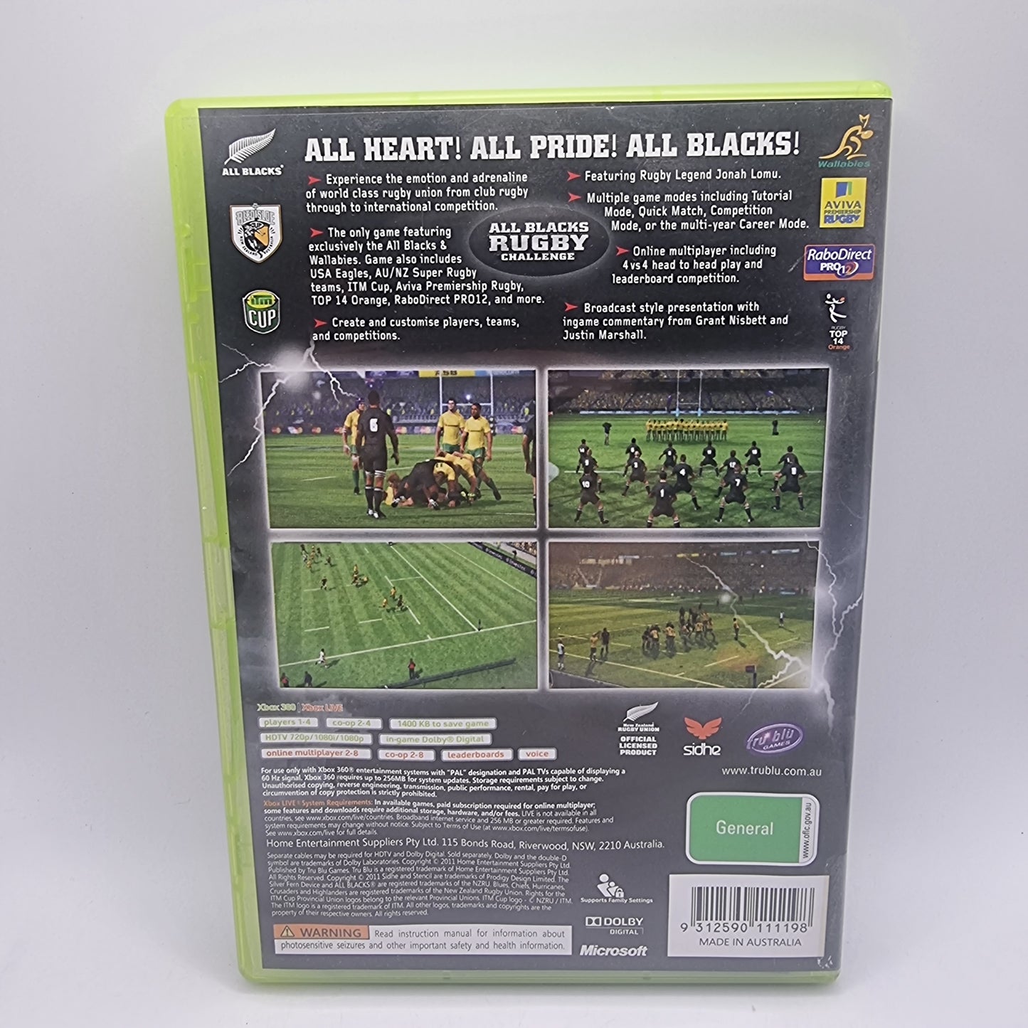 All Blacks Rugby Challenge Xbox 360 Game