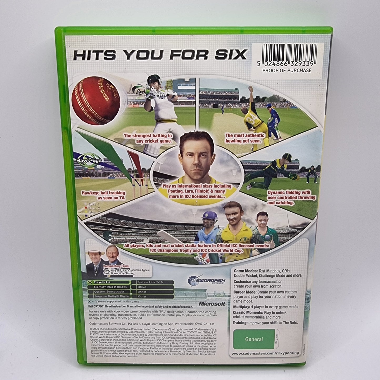 Ricky Ponting International Cricket 2005 Xbox Game