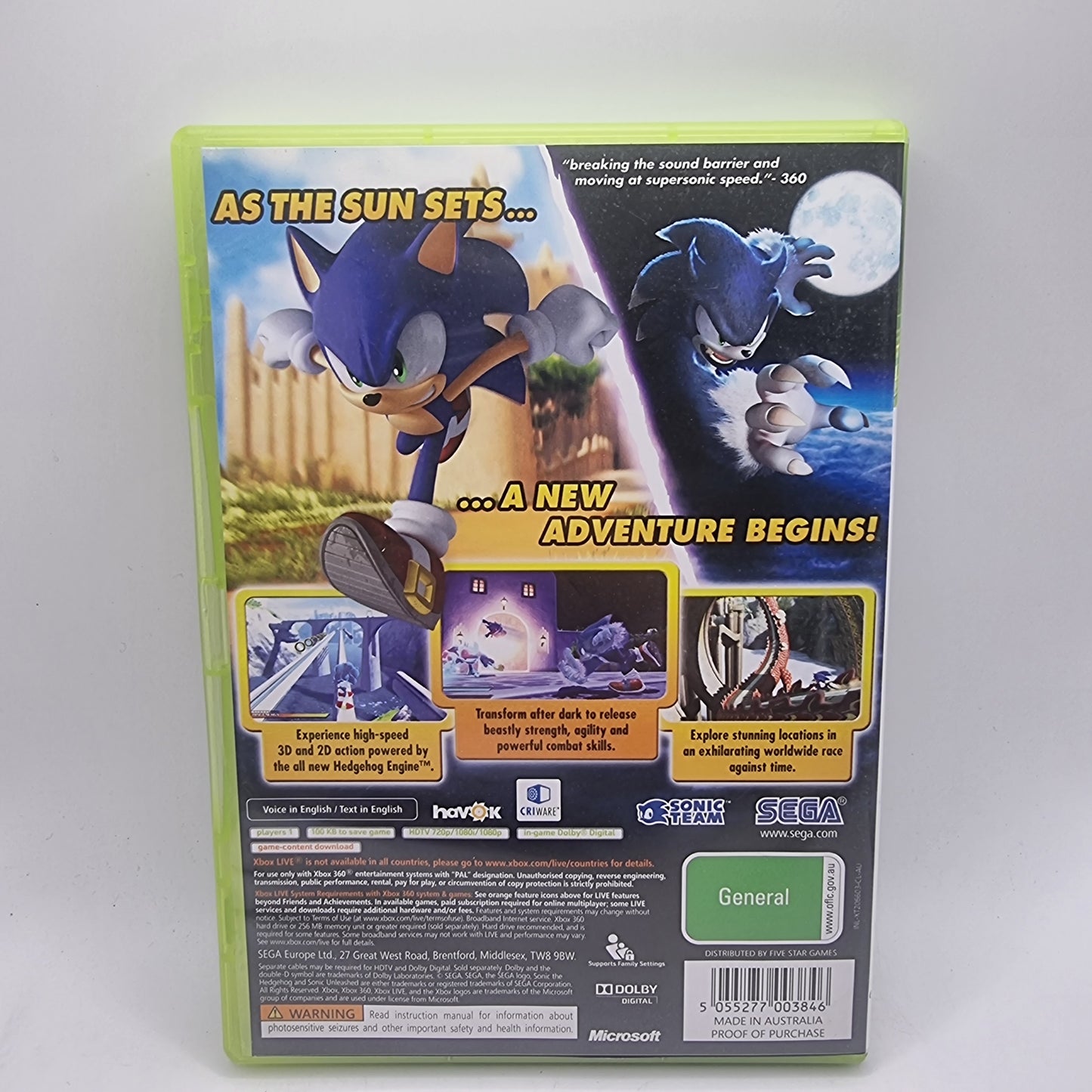 Sonic Unleashed Xbox 360 Game